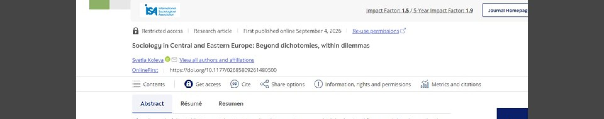 Sociology in Central and Eastern Europe